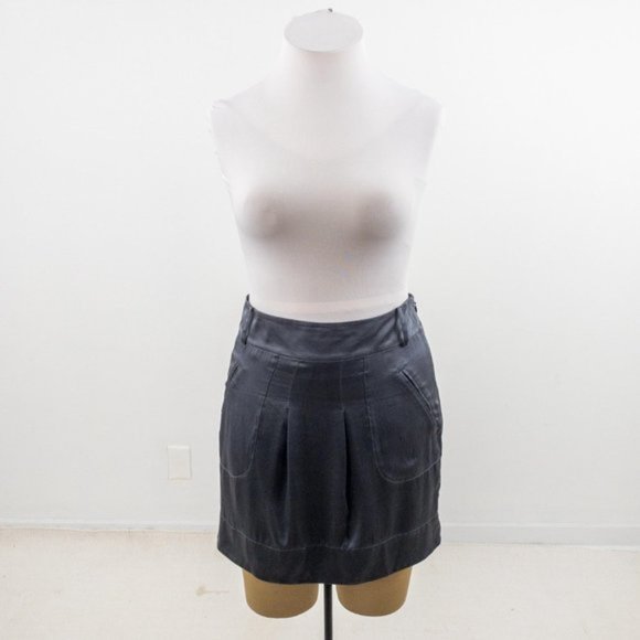 Banana Republic Silk Straight Mini Skirt Gray M/L - Picture 8 of 8